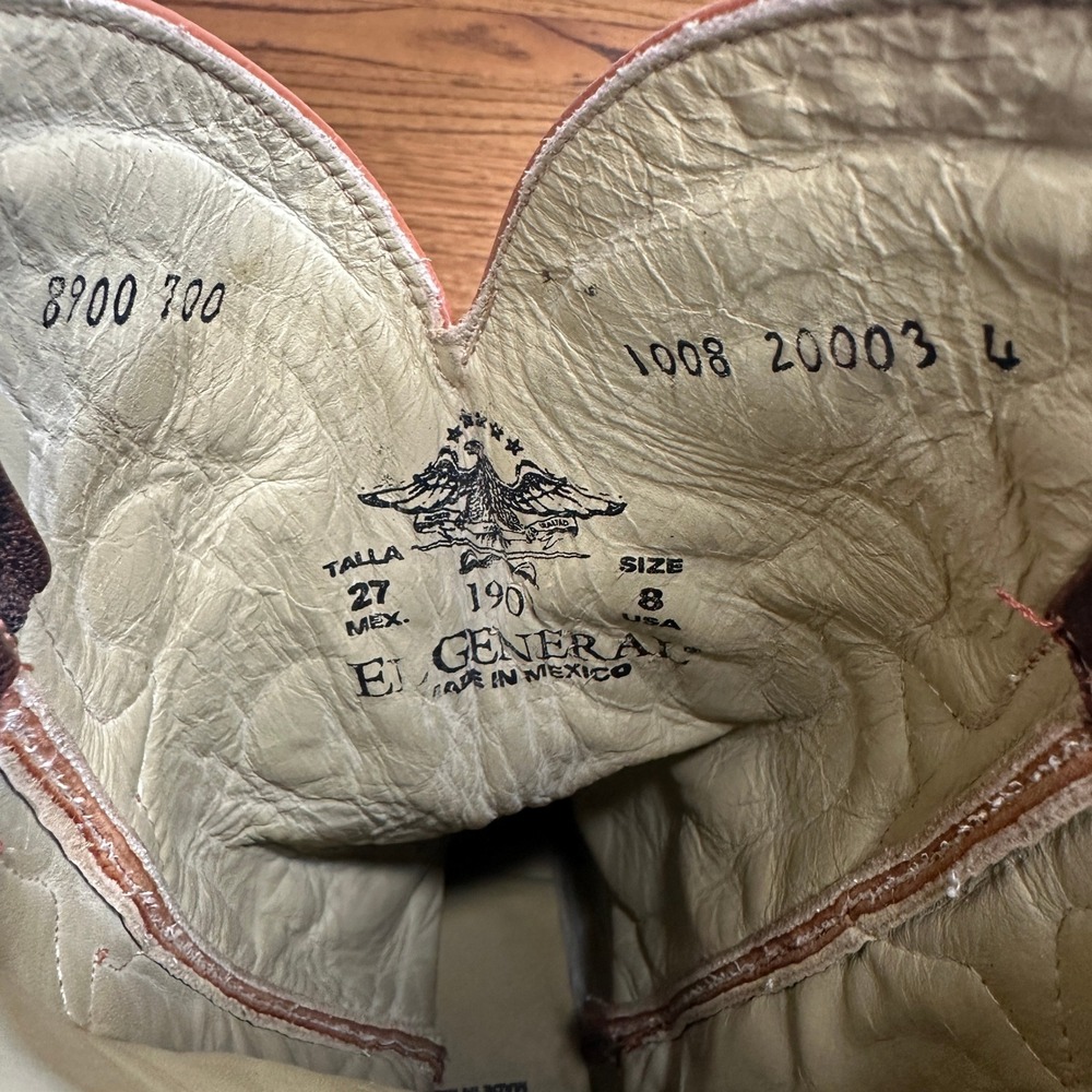El General 1901 Men 8 Women 10 Full Quill Ostrich Cowboy Boots Cognac Western - Picture 4 of 10